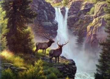 Animal Painting - alce en cascada